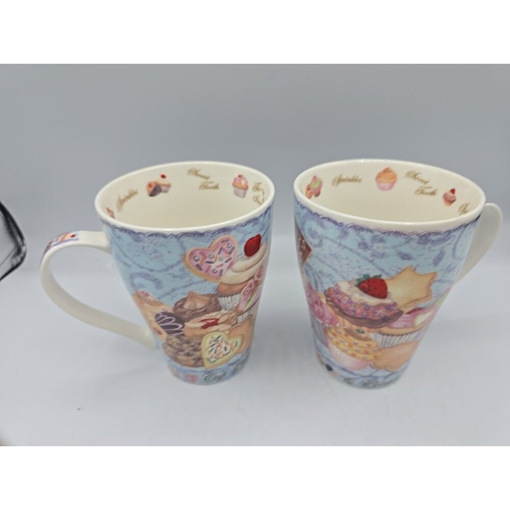 Cardew Designs Bone China Coffee Mugs Cups Cupcakes & Cookies TGUY 12 Oz SetOf2 - Picture 3 of 8